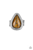 Paparazzi Mojave Mist - Brown - Tiger's Eye Stone - Silver Teardrop Ring - Glitzygals5dollarbling Paparazzi Boutique 
