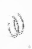 Paparazzi Big Winner - Black - White Rhinestones - Gunmetal Hoop Earrings! - Glitzygals5dollarbling Paparazzi Boutique 