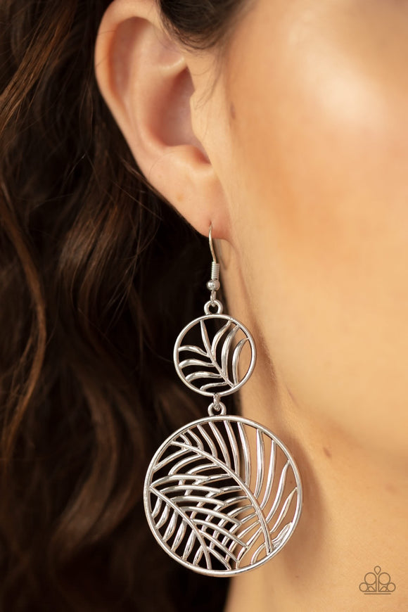 Paparazzi Palm Oasis Silver Earrings - Glitzygals5dollarbling Paparazzi Boutique 