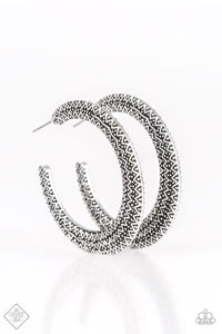 Paparazzi Talk About Texture Silver Hoop Earrings - Glitzygals5dollarbling Paparazzi Boutique 