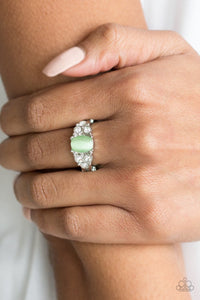 Paparazzi Extra Spark-tacular - Green Moonstone - White Rhinestones - Silver Ring - Glitzygals5dollarbling Paparazzi Boutique 