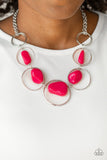 Paparazzi Travel Log - Pink - Silver Hoops - Necklace and matching Earrings - Glitzygals5dollarbling Paparazzi Boutique 