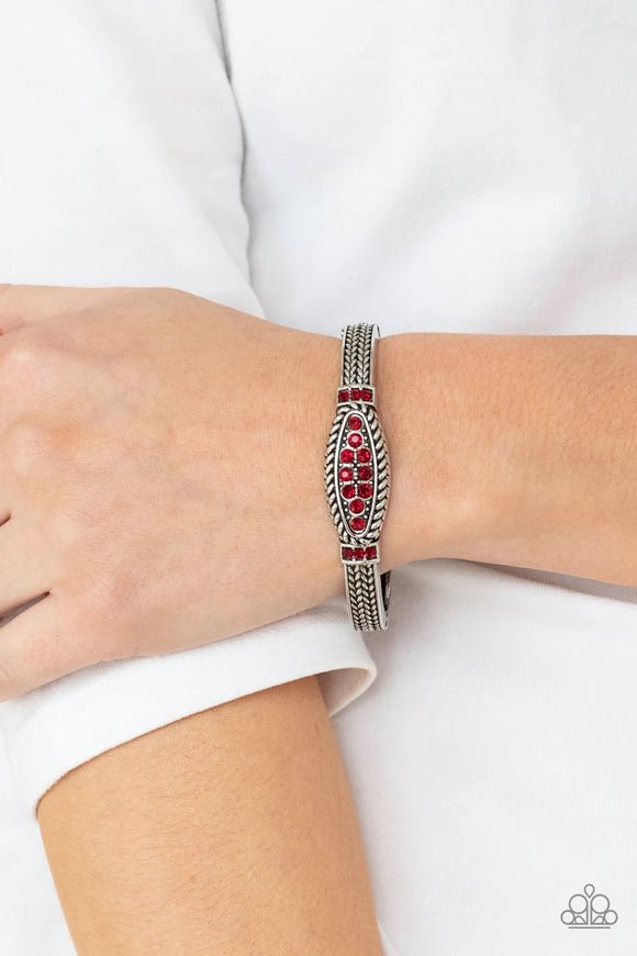 Paparazzi Locked in Luster - Red Bracelet - Glitzygals5dollarbling Paparazzi Boutique 