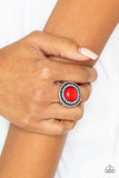 Paparazzi Rare Minerals - Red Stone - Silver Twisted Rope - Ring - Glitzygals5dollarbling Paparazzi Boutique 