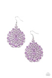 Paparazzi Floral Affair - Purple - Flowery Filled Silver Teardrop Earrings - Glitzygals5dollarbling Paparazzi Boutique 