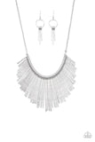 Paparazzi Necklace ~ Metallic Mane - Silver - Glitzygals5dollarbling Paparazzi Boutique 