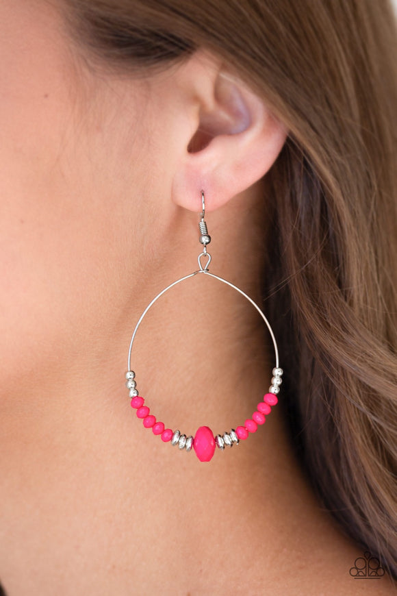 Paparazzi Retro Rural - Pink Earrings - Glitzygals5dollarbling Paparazzi Boutique 