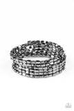 Stunningly Stacked – Paparazzi – Black Gunmetal Rectangular Bead Coil Infinity Bracelet - Glitzygals5dollarbling Paparazzi Boutique 