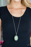 Paparazzi Harbor Harmony - Green Bead - Silver Shimmery Hammered Textures - Necklace & Earrings - Glitzygals5dollarbling Paparazzi Boutique 