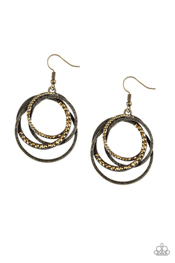 Elegantly Entangled Brass Earrings - Glitzygals5dollarbling Paparazzi Boutique 
