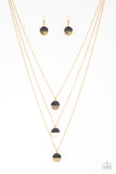 Paparazzi Rural Reconstruction - Black - Stone Accents - Trio of Gold Discs - Gold Necklace and matching Earrings - Glitzygals5dollarbling Paparazzi Boutique 