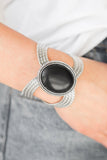 Paparazzi Coyote Couture - Black Stone - Textured Silver Cuff Bracelet - Glitzygals5dollarbling Paparazzi Boutique 