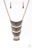 Paparazzi Go STEER-Crazy - Copper - Bold Pendant - Necklace & Earrings - Glitzygals5dollarbling Paparazzi Boutique 