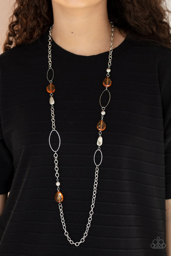 SHEER As Fate Orange ~ Paparazzi Necklace - Glitzygals5dollarbling Paparazzi Boutique 
