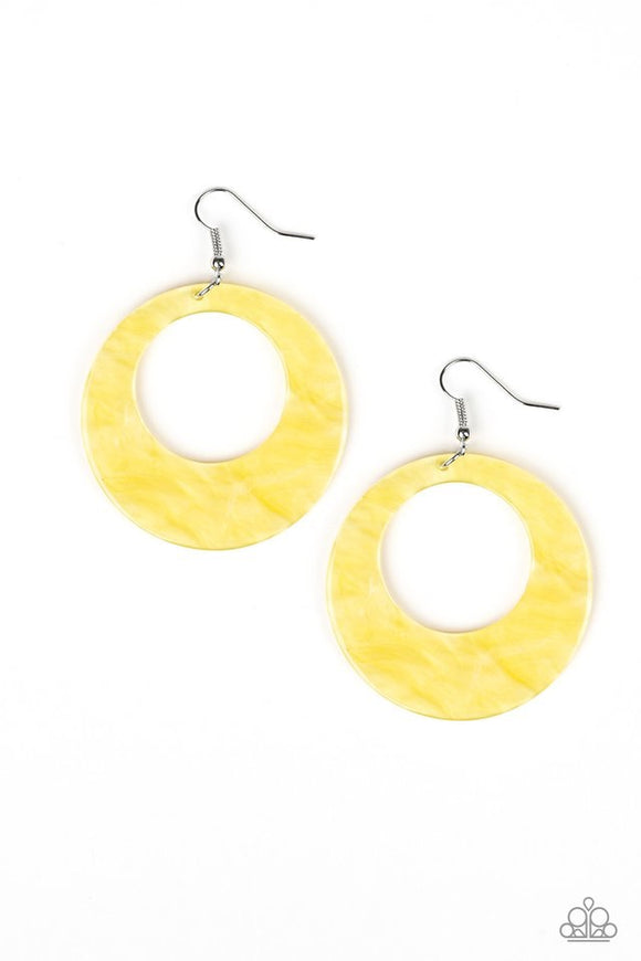 Paparazzi Tropical Trailblazer - Yellow Earrings - Glitzygals5dollarbling Paparazzi Boutique 