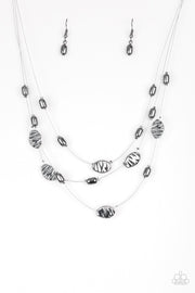 Paparazzi Top ZEN - Black - Silver Wires - Necklace and matching Earrings - Glitzygals5dollarbling Paparazzi Boutique 