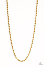 Paparazzi Double Dribble - Gold - Thick Rope Chain Necklace - Men's Collection - Glitzygals5dollarbling Paparazzi Boutique 