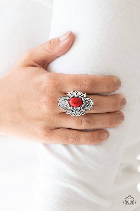 Paparazzi Basic Element - Red Stone - Silver Ring - Glitzygals5dollarbling Paparazzi Boutique 