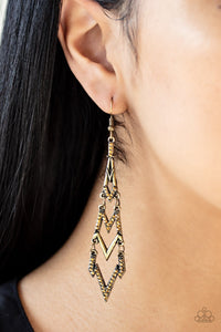 Paparazzi Electric Shimmer - Brass Earrings - Glitzygals5dollarbling Paparazzi Boutique 