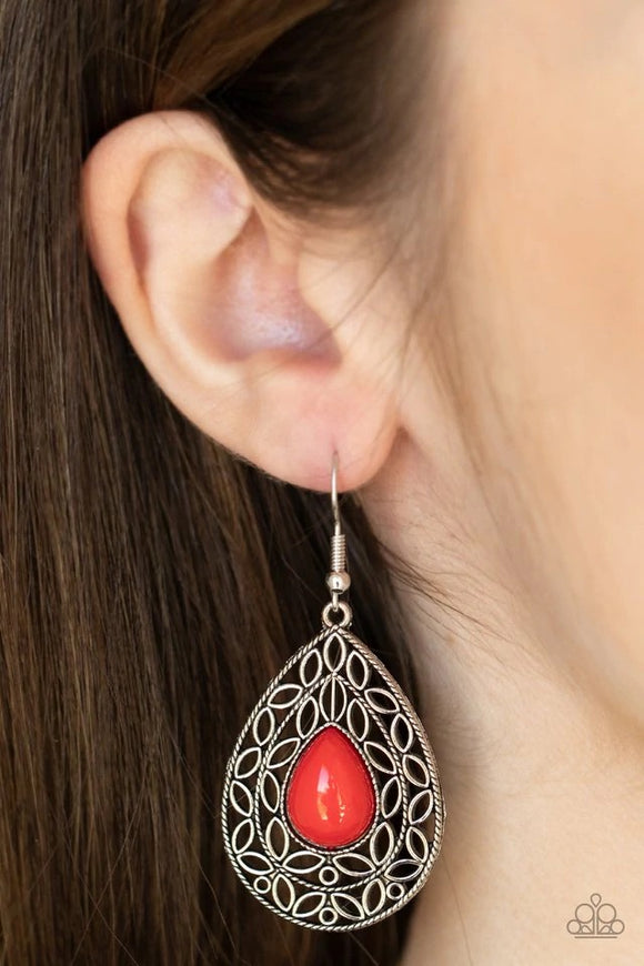 Paparazzi Earring ~ Fanciful Droplets - Red - Glitzygals5dollarbling Paparazzi Boutique 