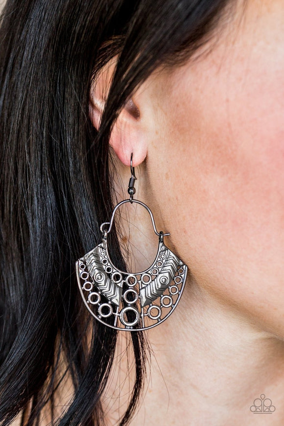 Paparazzi Indigenous Idol - Black Gunmetal - Earrings - Glitzygals5dollarbling Paparazzi Boutique 