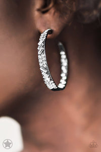 Glitzy by Association Gunmetal White Earrings - Glitzygals5dollarbling Paparazzi Boutique 