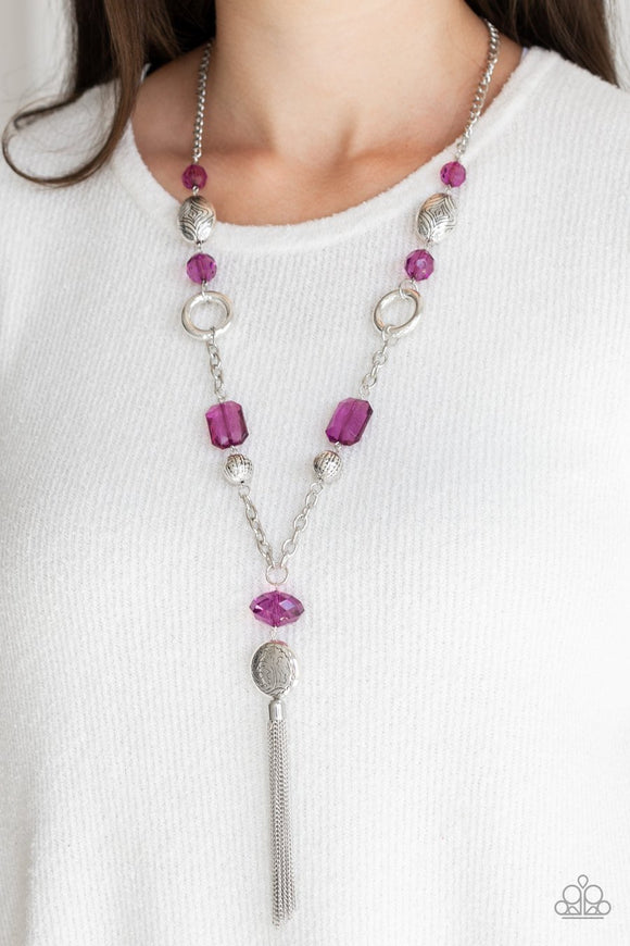 Paparazzi Ever Enchanting - Purple - Shimmery Silver Hoops, Ornate Beads - Necklace and matching Earrings - Glitzygals5dollarbling Paparazzi Boutique 