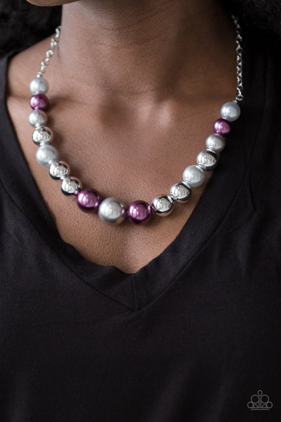 Paparazzi Take Note - Multi - Silver, Purple and Gray Beads - Necklace and matching Earrings - Glitzygals5dollarbling Paparazzi Boutique 