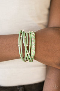 Paparazzi CATWALK It Off - Green Leather Wrap Bracelet - Glitzygals5dollarbling Paparazzi Boutique 