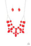 Paparazzi Goddess Glow - Red - Round, Oval and Teardrops - Necklace & Earrings - Glitzygals5dollarbling Paparazzi Boutique 