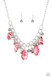 Paparazzi Chroma Drama - Red - Shiny Metallic Accents - Double Linked Silver Chain Necklace & Earrings - Glitzygals5dollarbling Paparazzi Boutique 