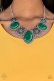 Paparazzi The Medallion-aire Green Beads - Silver Medallion Statement Necklace - Fashion Fix Exclusive September 2019 - Glitzygals5dollarbling Paparazzi Boutique 
