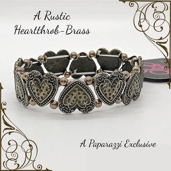 Paparazzi Rustic Heartthrob Brass Bracelet Exclusive - Glitzygals5dollarbling Paparazzi Boutique 