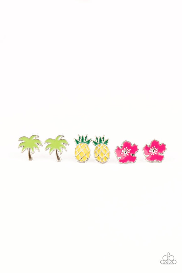 Paparazzi Starlet Shimmer Post Earrings - 10 - Tropical Shapes, Palm Trees, Pineapples, Leaves, Bird, Flowers Kids - Glitzygals5dollarbling Paparazzi Boutique 