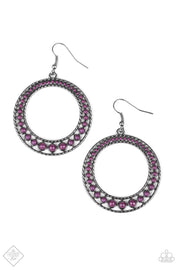 Bead Beat Purple Gunmetal Earrings Fashion Fix - Glitzygals5dollarbling Paparazzi Boutique 