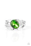 Paparazzi Couldnt Care FLAWLESS - Green - White Rhinestones - Ring - Glitzygals5dollarbling Paparazzi Boutique 