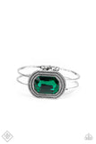 Paparazzi Heirloom Highness - Green Gem - Hinged Bracelet - Fashion Fix Exclusive December 2019 - Glitzygals5dollarbling Paparazzi Boutique 