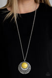Paparazzi Medallion Meadow Yellow Necklace - Glitzygals5dollarbling Paparazzi Boutique 