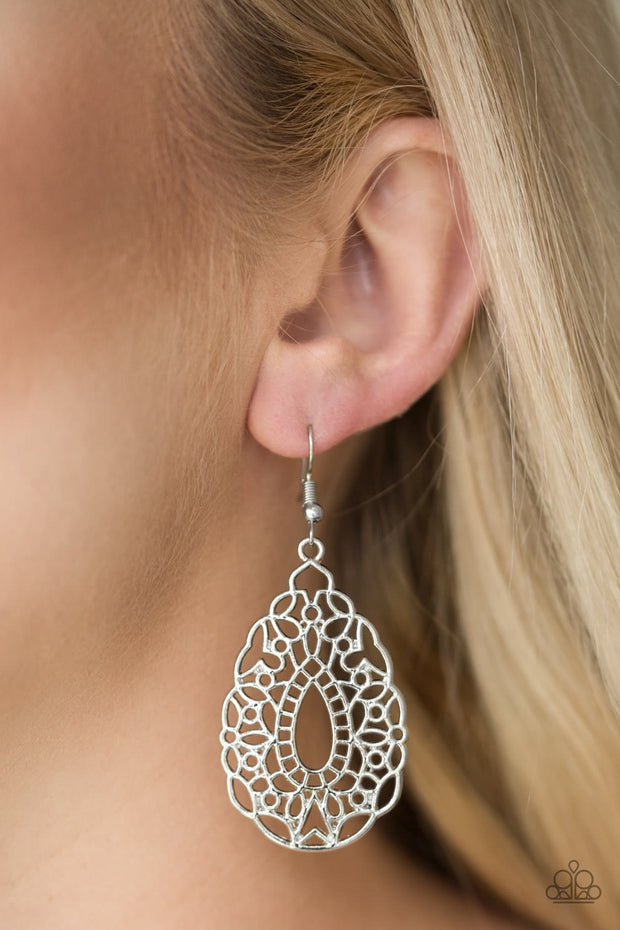 Paparazzi Wisteria Histeria Silver Earrings - Glitzygals5dollarbling Paparazzi Boutique 