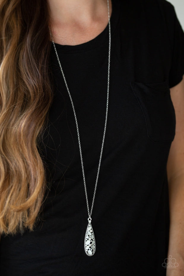 Teardrop Treasure White Necklace - Glitzygals5dollarbling Paparazzi Boutique 