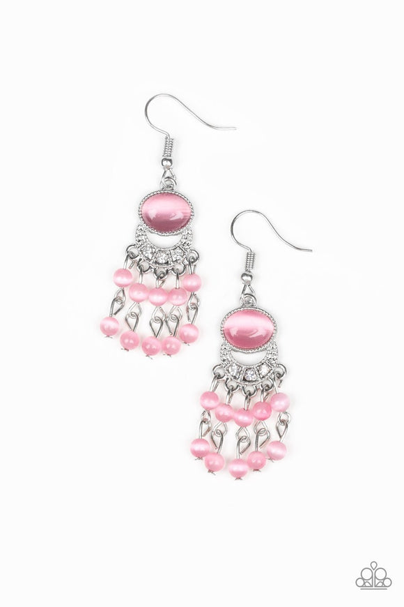 Paparazzi A Spring State Of Mind - Pink Moonstone - White Rhinestones - Earrings - Glitzygals5dollarbling Paparazzi Boutique 
