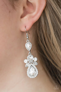 Paparazzi “All About Glam” White Earrings - Glitzygals5dollarbling Paparazzi Boutique 