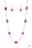 Paparazzi Glassy Glamorous - Pink Gems - Silver Necklace and matching Earrings - Glitzygals5dollarbling Paparazzi Boutique 
