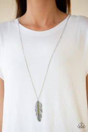 Paparazzi Sky Quest Green Feather Necklace - Glitzygals5dollarbling Paparazzi Boutique 