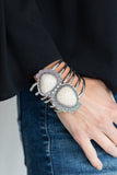 Paparazzi Nature Bound - White Stones - Silver Hinged Bracelet - Glitzygals5dollarbling Paparazzi Boutique 