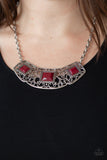 Paparazzi Feeling Inde-PENDANT - Red Beads - Silver Filigree - Necklace and matching Earrings - Glitzygals5dollarbling Paparazzi Boutique 