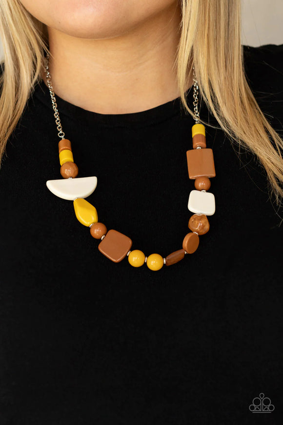 Tranquil Trendsetter Yellow ~ Paparazzi Necklace - Glitzygals5dollarbling Paparazzi Boutique 