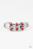 Paparazzi Tribal Triad - Red - Faceted Triangle Beads - Silver Cuff Bracelet - Glitzygals5dollarbling Paparazzi Boutique 