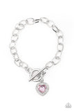 Paparazzi Going Steady - Pink - Heart Shaped Rhinestone - Toggle Bracelet - Glitzygals5dollarbling Paparazzi Boutique 