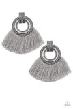 Paparazzi I Am Spartacus - Silver - Gray Thread / Fringe / Tassel - Post Earrings - Glitzygals5dollarbling Paparazzi Boutique 